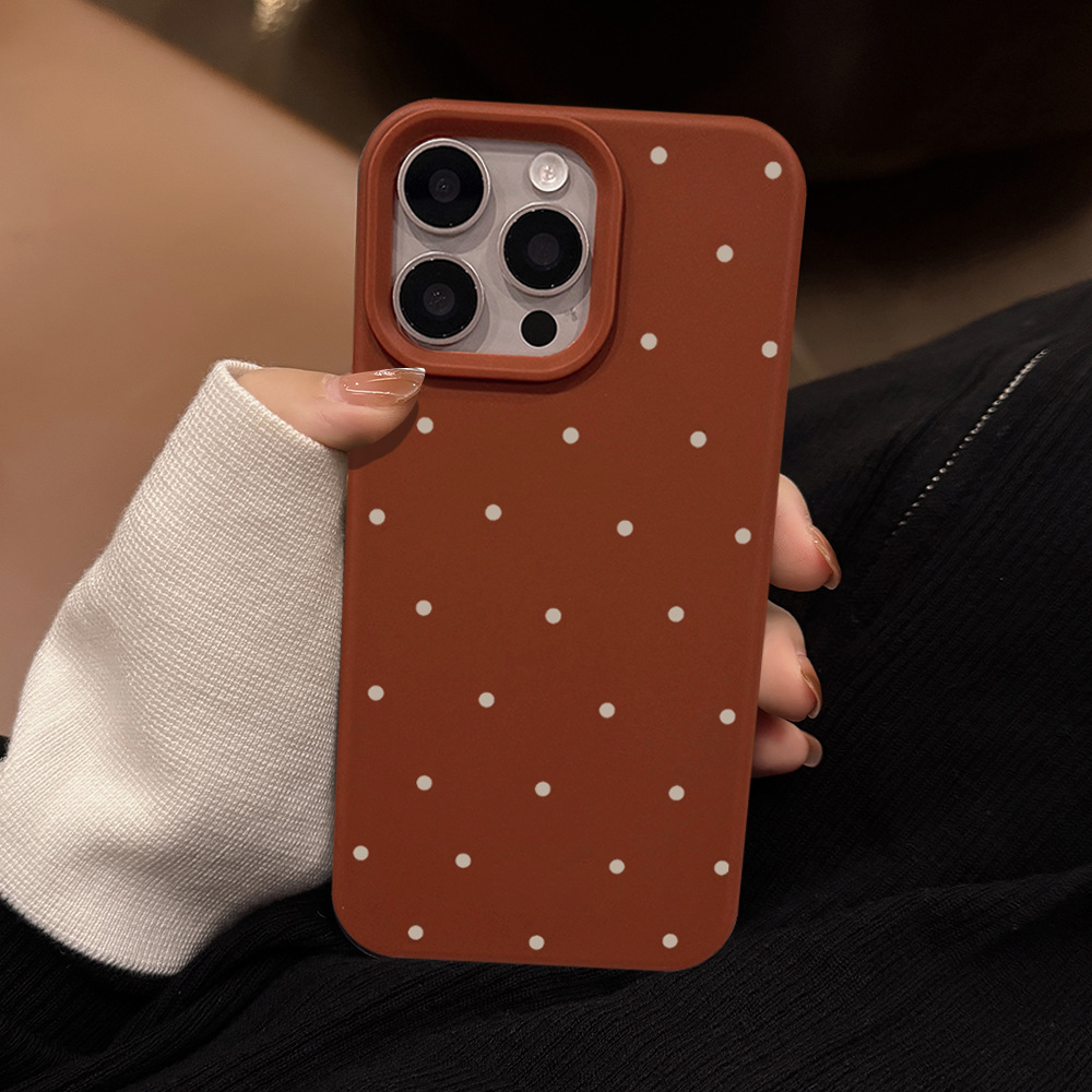 Caramel Red with Color-Blocked Apricot Polka Dots