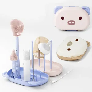 Silicone Baby Bottle Brush Set with Portable <b>Storage</b> <b>Box</b> Animal Design Foldable Bottle Cleaning Kit Bottle & Teat Cleaning <b>Tool</b> - Product Image 1