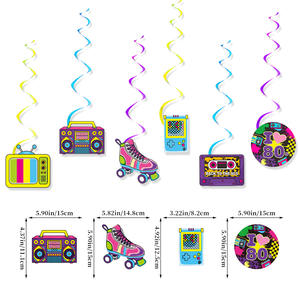 Artículos de Fiesta Retro con Temática de los 80, Pancarta, Guirnalda de Globos en Espiral, Decoraciones de Fiesta de Cumpleaños con Temática de Rock y Neón de los 80 - Product Image 3