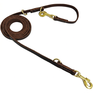 Leather <b>Dog</b> <b>Leash</b> Brown Solid Classic Style Durable for <b>Dogs</b> - Product Image 1