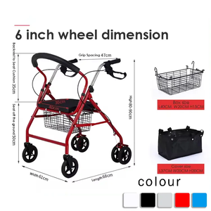 Giỏ Hàng người cao tuổi người cao tuổi mua sắm hàng tạp hóa tay đẩy sáu bánh xe tập đi có thể ngồi gấp Xe tập đi nhẹ - Product Image 3