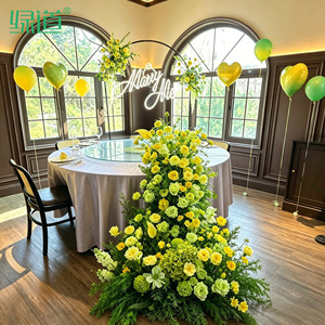 Centres de table cascade Greenway, roses artificielles, hortensias, arrangement floral sur pied, décoration de mariage - Product Image 1