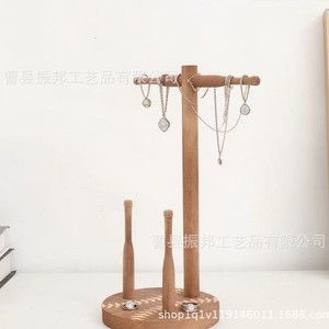 Wooden Jewelry Organizer Desktop Necklace Rack Solid Wood Storage Display <b>Stand</b> For Home Decor - Product Image 5