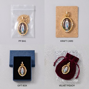 Pendentif ovale émaillé peint à la main Notre-Dame de Lourdes, cadeau de guérison pour pèlerins, vente en gros <span class=keywords><strong>France</strong></span> et mondial - Product Image 4