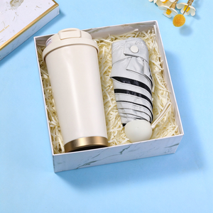 Coffret cadeau de luxe personnalisé avec logo, 2 en 1, avec thermos et parapluie, coffret cadeau pour la Saint-Valentin pour petite amie et femmes - Product Image 1