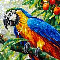 Mosaïque murale artisanale de perroquet de la jungle, design personnalisable pour mur intérieur, salon, résistante à l'eau, écologique