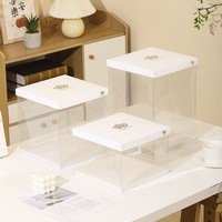 Boîte à gâteau transparente, écologique, pour mariage, fête, cadeau, emballage en plastique