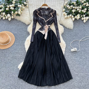 Abito Plissettato da Donna Asimmetrico con Maniche Lunghe e Cintura in Vita, Vestito da <span class=keywords><strong>Ufficio</strong></span> <span class=keywords><strong>Casual</strong></span> alla Moda - Product Image 3