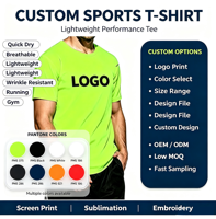 Pabrik OEM ODM Kaos Olahraga Pria Neon Hijau Cepat Kering Ringan untuk Lari dan Gym