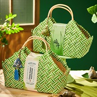 Boîte cadeau personnalisée pour Zongzi avec emballage en bambou, de qualité alimentaire, triangulaire, pour la vente en gros de Zongzi pour la fête des bateaux du Dragon, avec logo personnalisé, boîte en bambou recyclable