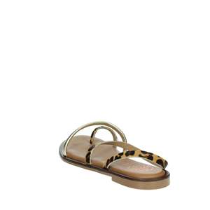 Sandalias Planas para Mujer Porronet 3093, Color Marrón Dorado con Estampado de Leopardo, Estilo Veraniego con Tiras - Product Image 2