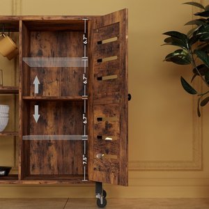 Chariot de service transfrontalier en bois massif, simple et élégant, chariot de salle à manger mobile, armoire de rangement multifonctionnelle pour - Product Image 4