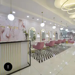 Neueste Design Beauty Salon Dekoration Friseursalon Möbel Leder Friseurs tuhl mit hochwertigen Make-up Station Nagel tisch für