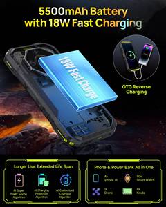 สมาร์ทโฟน <span class=keywords><strong>Ulefone</strong></span> <span class=keywords><strong>Armor</strong></span> X32 5G LTE NFC ปลดล็อคแล้ว <span class=keywords><strong>6</strong></span>+128GB กันน้ำ IP68/IP69K หน้าจอ LCD 120Hz รีเฟรชเรทสูง ระบบปฏิบัติการ Android 14 Octa Core สำหรับเล่นเกม - Product Image 5