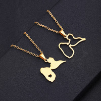 Colliers chaîne avec carte de la Guadeloupe du fabricant HY, en acier inoxydable argenté, plaqué or 18 carats, pendentif drapeau de la Guadeloupe