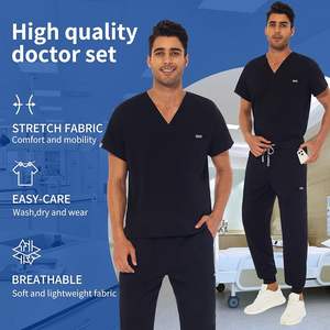 Ensembles d'uniformes de gommage personnalisés Infirmière Nouveau designer Ceil Blue Uniforme de soins de spa pour femmes Gommage extensible d'allaitement en stock - Product Image 1