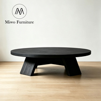 Table basse contemporaine de luxe rétro en bois massif marron, table centrale pour salon, villa, hôtel, table à thé ronde