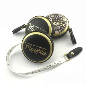 Custom Factory Logo Sewing Medical Body Cloth Tailor Craft Dieting Retractable Ruler With Push Button Round Leather Tape Measure