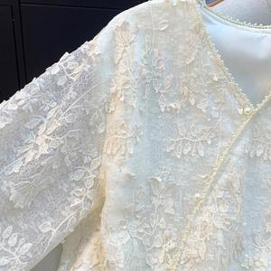 Camicetta in Pizzo alla Moda <span class=keywords><strong>per</strong></span> Donna, Elegante e Giovanile, Tinta Unita, Camicia in Pizzo Larga e Casual, Top da Ufficio <span class=keywords><strong>per</strong></span> <span class=keywords><strong>Signora</strong></span> 8952 # # - Product Image 5