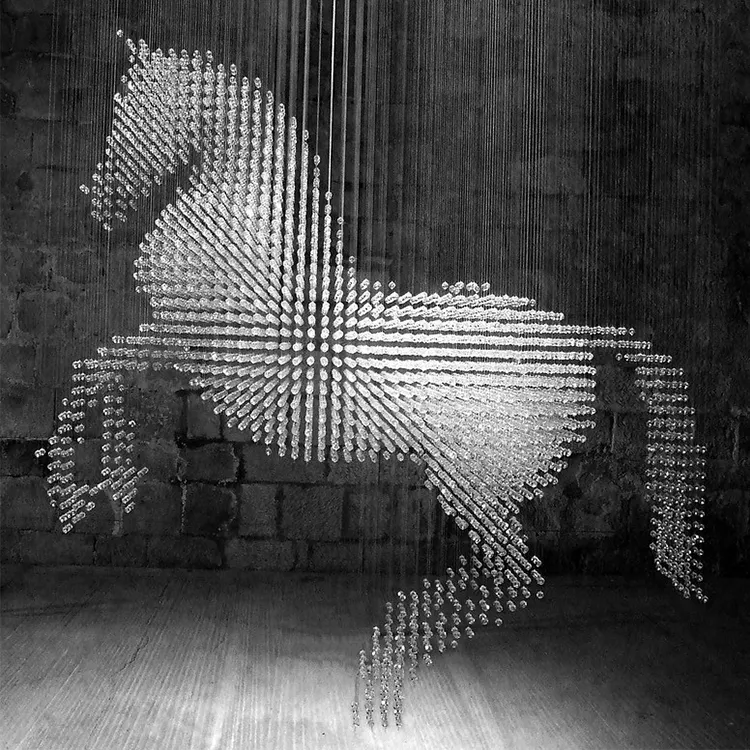 Hotel Lobby Villa Salon Decoratie Custom Grote Project Led Sculpturale Paard Kristallen Kroonluchter Verlichting