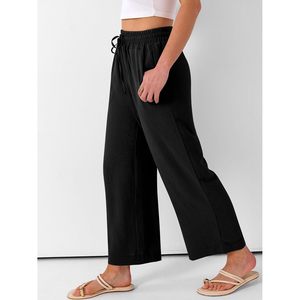 FOXA Pantalon Capri Femme Ample Taille Haute en Lin et Coton Respirant avec Poches – Idéal Été, Plage et Tenues Décontractées - Product Image 3
