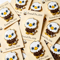 Broche personnalisée en métal émaillé dur avec impression UV, motif Aigle Chauve de dessin animé, pour badge, haute qualité, vente en gros, thème sportif