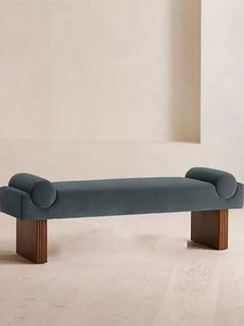 Taburete <span class=keywords><strong>de</strong></span> <span class=keywords><strong>madera</strong></span> tapizado en terciopelo <span class=keywords><strong>de</strong></span> alta gama, estilo retro francés, para entrada <span class=keywords><strong>de</strong></span> hotel, cambio <span class=keywords><strong>de</strong></span> zapatos, dormitorio, guardarropa y pie <span class=keywords><strong>de</strong></span> cama - Product Image 2