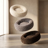 Lit pour chien de luxe personnalisé en bouclette unie, moderne, en polaire et mousse, apaisant, anti-anxiété, rectangulaire, lavable, pour animaux de compagnie (chiens et chats)