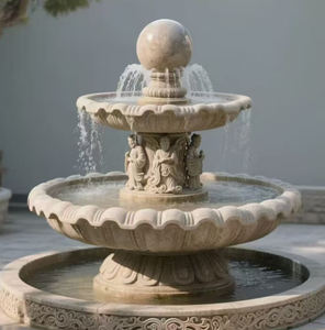यूरोपीय शैली प्राकृतिक सफेद संगमरमर का फव्वारा मूर्तिकला, तीन परत पानी को अवशोषित करने वाली पशु फव्वारे मूर्तिकला, उद्यान सजावट - Product Image 1
