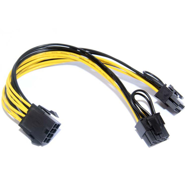 Graphics Card Adapter Cable Power Supply CPU 8p to Graphics Card Dual 6 + 2 Power Supply Wire 18awg 20cm