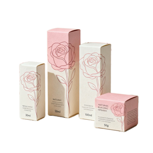 Boîtes de soins de la peau en carton personnalisées élégantes avec motif de roses roses et blanches, finition mate, solution de qualité supérieure pour flacon de sérum de 30 ml, Socrates - Product Image 1