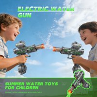 Nouveau pistolet à eau électrique mini puissant en plastique vert transparent avec lumière pour enfants, idéal pour l'été, la plage, les sports et les fêtes