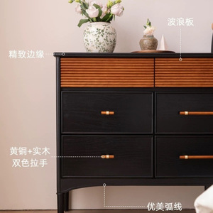 Nordic Modern Solid Wood <b>Chest</b> Of Drawers 180Cm Nine Drawer <b>Storage</b> Cabinet For Living Room Bedroom Dining Room Retro Style - Product Image 3