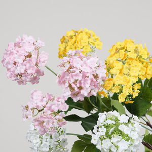 Hortensia Artificial Greenway de 3 Cabezas con Tallo Largo, en Blanco, Rosa y Amarillo, Arreglo Floral Decorativo para Decoración del Hogar - Product Image 4