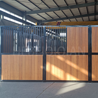 Porte d'entrée battante avec grille 3,6 x 2,2 m, cadre en acier, galvanisation à chaud, revêtement en poudre, pour écurie de chevaux portable
