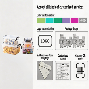 Conteneurs de rangement de cuisine en plastique transparent de luxe avec couvercles hermétiques, ensemble d'organisateurs alimentaires esthétiques - Product Image 5