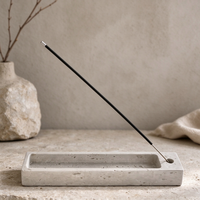 Plateau porte-encens carré Zen, support pour bâtonnets d'encens, décoration de bureau Wabi Sabi nordique pour bureau, salle d'étude et espace intérieur