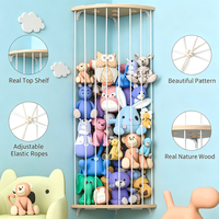 Support d'angle en bois pour peluches, organisateur de jouets en peluche suspendu à longueur réglable