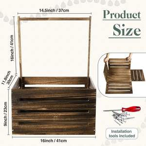 Gran oferta de armario de madera para Baby Shower, cesta de madera con asa, cesta personalizada para bebé para el <span class=keywords><strong>embarazo</strong></span>, nuevos padres - Product Image 2