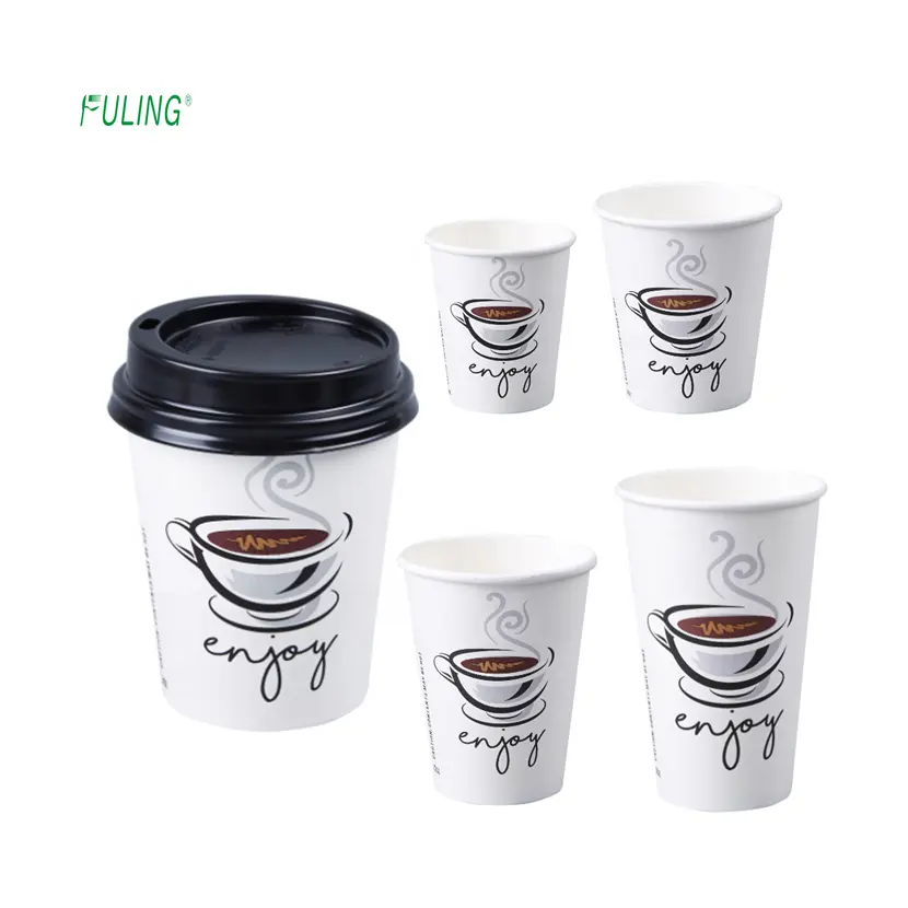 custom high quality print personalized disposable takeaway cappuccino espresso hot drink paper coffee cups with lids 16 oz