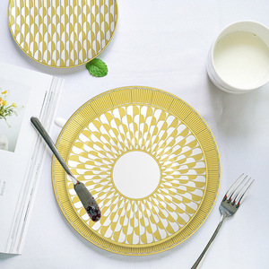 Ensemble de 4 tasses à café en porcelaine osseuse à motif géométrique tournesol jaune de style Japandi pour la maison ou les hôtels - Services de table - Product Image 5