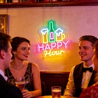 Letrero LED de Neón Neonawall Happy Hour, Decoración de Pared para Hogar, Bar, Club, Fiesta, Boda, Cumpleaños, Decoración Navideña