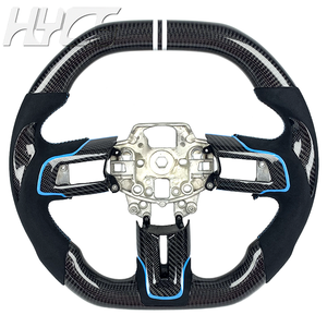 Volant sport en cuir et fibre de carbone pour l'amélioration de l'intérieur de la voiture, compatible avec <span class=keywords><strong>Ford</strong></span> <span class=keywords><strong>Mustang</strong></span> S550 <span class=keywords><strong>GT</strong></span> <span class=keywords><strong>350</strong></span> 500 Coupé 2015-2023 - Product Image 1