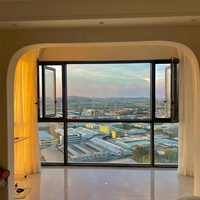 Ventanas y Puertas Abatibles de Aluminio de Perfil Delgado, Resistentes a Huracanes, de Alta Resistencia a Impactos, de Aleación de Aluminio Negra, Marca ZEYI, para Estados Unidos