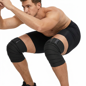 Bandes de genou unisexes personnalisables en néoprène élastique noir, respirantes, antidérapantes, résistantes, équipement de sécurité pour la musculation - Product Image 1