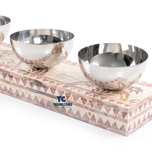 ชุดชามโลหะพร้อมฐานรองแม่มุกพร้อมชามสเตนเลส - Product Image 3