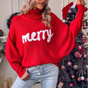 Winter Girl <strong>Ugly</strong> Christmas Wine Clothes Fall Ladies Dolman Sleeve Knit Sweater Loose Women Knitted <strong>Top</strong> Women's Christmas Sweater - Product Image 1