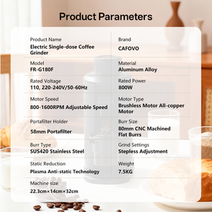 <span class=keywords><strong>Molinillo</strong></span> de Café Cafovo Pro de Alto Rendimiento con Fresas Planas de 80 mm en Acero Inoxidable para Uso Doméstico y Comercial Ligero - Product Image 6