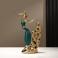Ornement en céramique de danseuses plaqué or de style moderne de luxe, fait à la main, décoration de chambre, décoration de la maison, cadeau de Noël