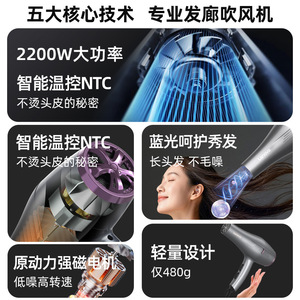Lenovo Hair <b>Dryer</b> 2400W High Power Salon Grade Negative Ion Blue Light Hair Care Professional Model - Product Image 2